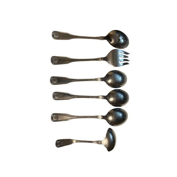 6 Vintage Reed & Barton Colonial Shell Stainless Steel Serving pieces Silverware - Picture 5 of 6